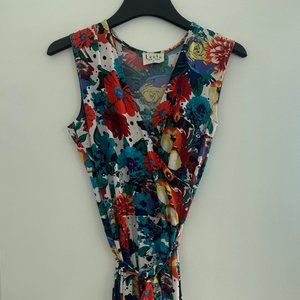 Leota Multicolor Floral Size Medium Sleeveless Wrap Dress
